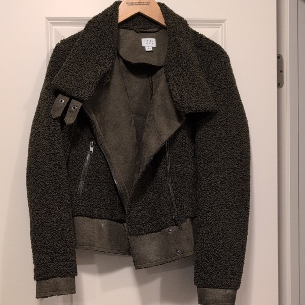 Peyton Jensen Dark Olive Teddy Jacket